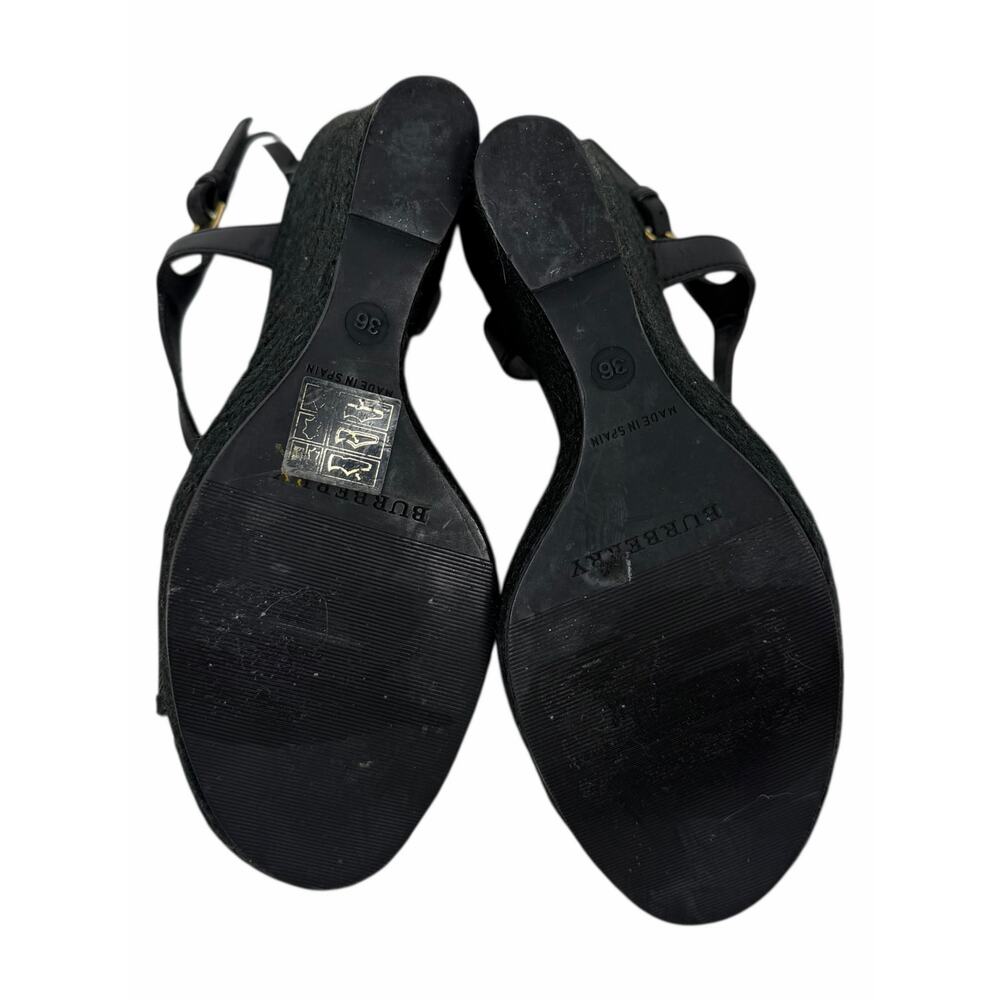 Burberry Nova Check Laleham Leather Wedge Espadrille Sandal Size 36 - Picture 8 of 12